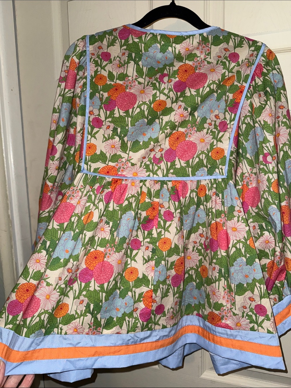 entro Multicolor Floral Peasant Tunic with Blue Trim - Picture 7 of 8